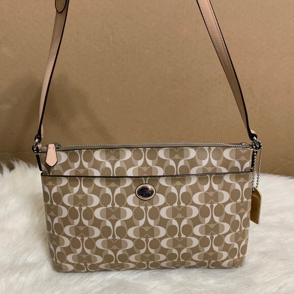 COACH Light Khaki/Beige PEYTON DREAM C Signature PVC EW Swing Pack XBody F51364 - Picture 10 of 16